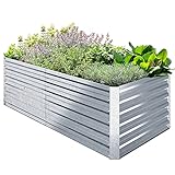 Ohuhu Hochbeet Metall Pflanzenbeet 180x90x60cm, Wetterfestes Stahlblech Hochbeet für Gemüse Erhöhte Extragroße, Gemüsebeet Pflanzkasten Frühbeet Gartenbeet Pflanzkübel Blumenkasten für Garten