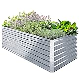 Ohuhu Hochbeet Metall Pflanzenbeet 180x90x60cm, Wetterfestes Stahlblech Hochbeet für Gemüse Erhöhte Extragroße, Gemüsebeet Pflanzkasten Frühbeet Gartenbeet Pflanzkübel Blumenkasten für Garten