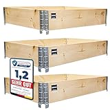 Schroth Home Hochbeet 120x80x20cm rechteckig 3 Stück - optional mit Rankhilfe- Palettenrahmen aus Holz - Hochbeet für Garten - faltbar - steckbar & stapelbar