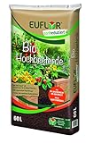 Euflor Bio Hochbeeterde 60 L Sack, als Pflanzschicht im Hochbeet, mit Naturdünger und Vitalhumus